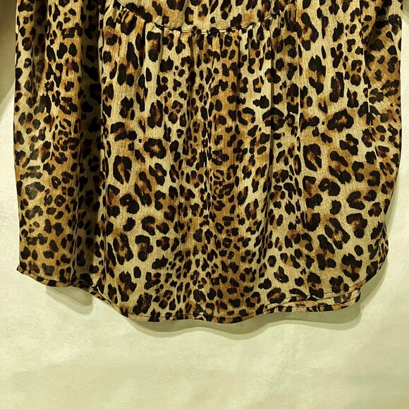 Soaked In Luxury Blouse Leopard Shirt Long Sleeve Button Down Animal Print Top - Picture 15 of 15